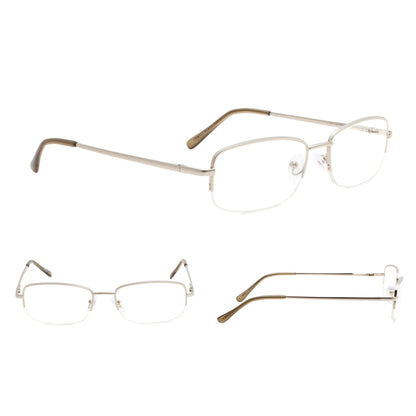 Metal Half-rim Reading Glasses Silver 3-R15015