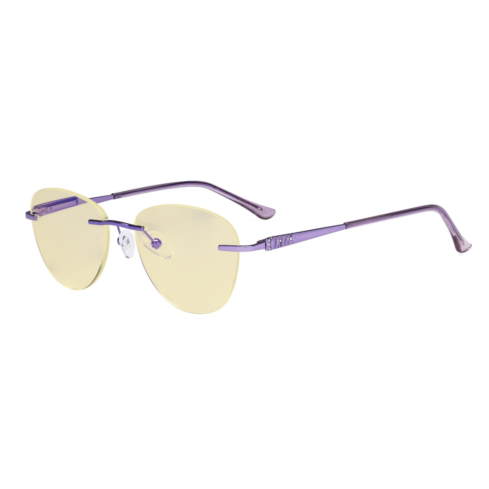 Rimless Blue Light Blocking Reading Glasses Purple TMWK9901A